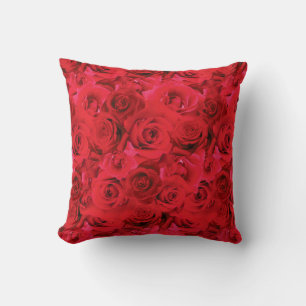 Wiederkehrendes Blumenmotiv   Roter Rosen Muster Kissen
