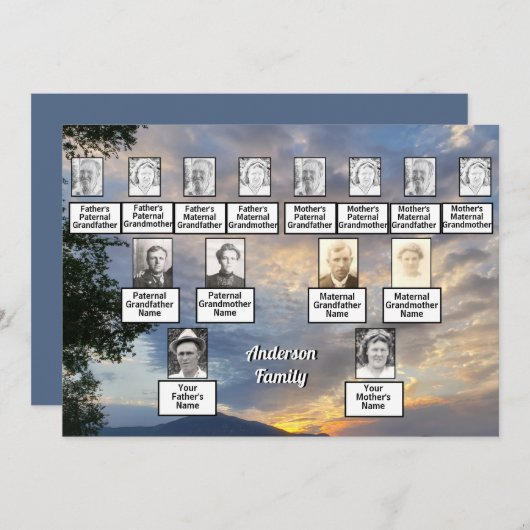 Wiedersehen 3 Generation Golden Sunset Foto Einladung (Vorne/Hinten)