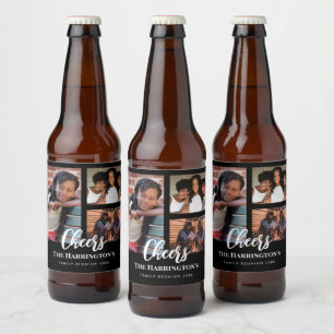 Wiedersehen 3-Sektion Foto Collage Black Frame Bierflaschenetikett