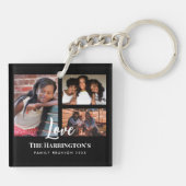 Wiedersehen 3-Sektion Foto Collage Black Frame Schlüsselanhänger (Rückseite)