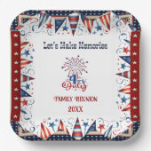 Wiedersehen 4. Juli Stars Firecracker Bunting Pappteller (Vorderseite)