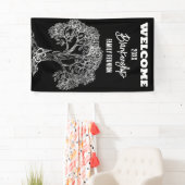 Wiedersehen Alter weißer Baum auf schwarz-kundensp Banner (Insitu)