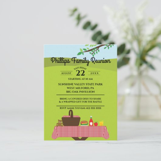 Wiedersehen am Picnic-Tisch des Parks Einladungspostkarte (Stehend Vorderseite)