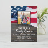 Wiedersehen American Flag Foto Patriotic Party Einladung (Stehend Vorderseite)
