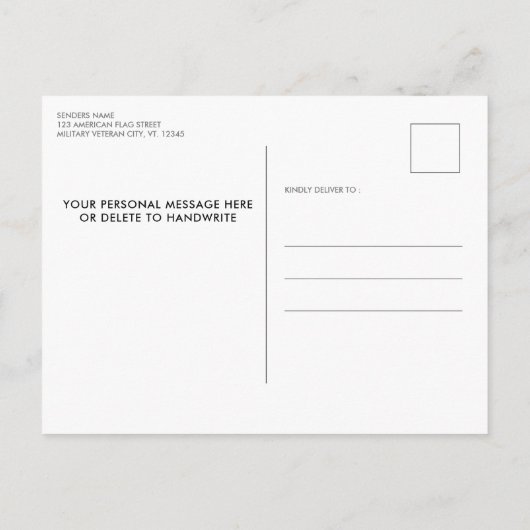 Wiedersehen American Flag Foto Patriotic Party Einladungspostkarte (Rückseite)