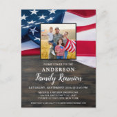 Wiedersehen American Flag Foto Patriotic Party Einladungspostkarte (Vorderseite)