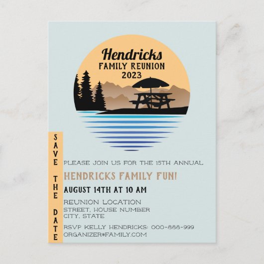 Wiedersehen-Ankündigung der Familie Postkarte (Vorderseite)