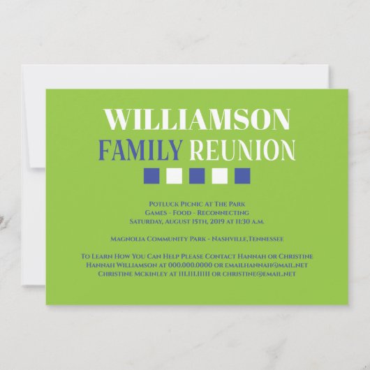 Wiedersehen Ansammlung Fett Modern Blue Green Einladung (Rückseite)