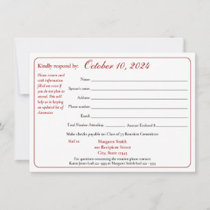 Wiedersehen-Antwortformular für unterschiedliche S Einladung