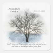 Wiedersehen-Aquarellbaum Quadratischer Aufkleber (Vorderseite)