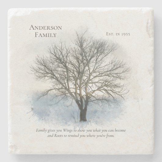 Wiedersehen-Aquarellbaum Steinuntersetzer (Vorderseite)