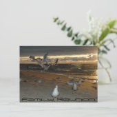 Wiedersehen auf der Beach Seagull Abend Sunset Einladung (Stehend Vorderseite)