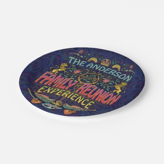 Wiedersehen Band Retro 70er Konzert Logo für Famil Pappteller (Schrägansicht)