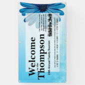 Wiedersehen-Banner der Familie (Blaue Blume) Banner (Vertikal)