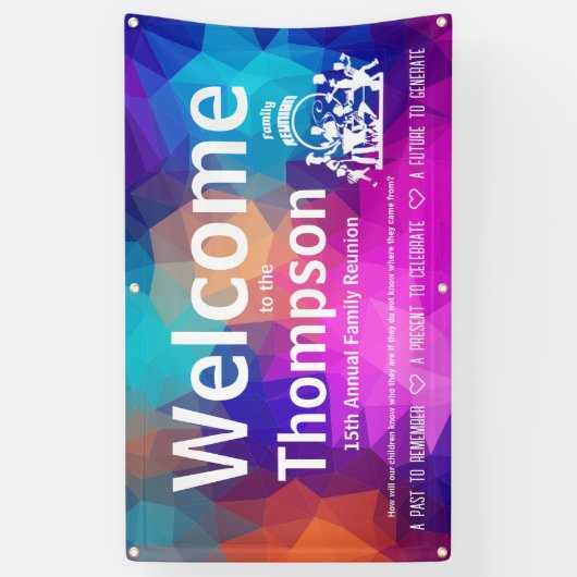Wiedersehen-Banner der Familie (farbenfrohe Geomet Banner (Vertikal)