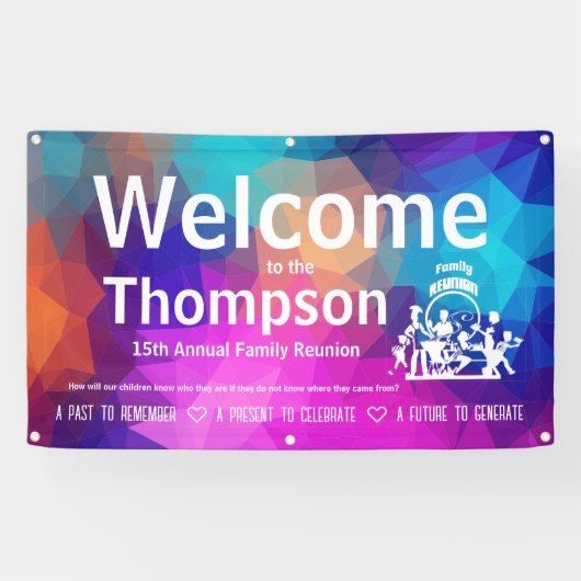 Wiedersehen-Banner der Familie (farbenfrohe Geomet Banner (Horizontal)