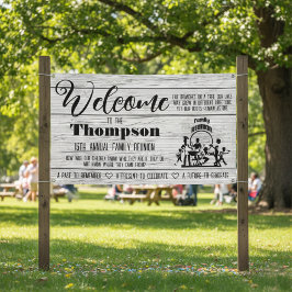 Wiedersehen-Banner der Familie - rustikales Weißes Banner