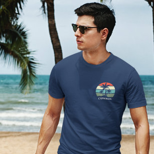 Wiedersehen Beach Palm Tree Sunset Pocket Name T-Shirt