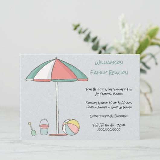 Wiedersehen Beach Party Einladung (Stehend Vorderseite)