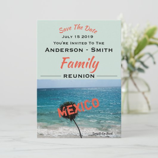 Wiedersehen Beautiful Blue Ocean and Beach Jeder N Save The Date (Stehend Vorderseite)