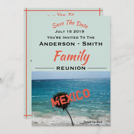 Wiedersehen Beautiful Blue Ocean and Beach Jeder N Save The Date (Vorne/Hinten)