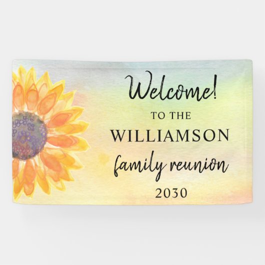 Wiedersehen-Begrüßung der Aquarellfamilie Banner (Horizontal)