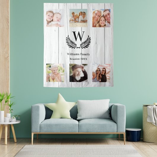 Wiedersehen benutzerdefiniertes Foto-Collage-Monog Wandteppich