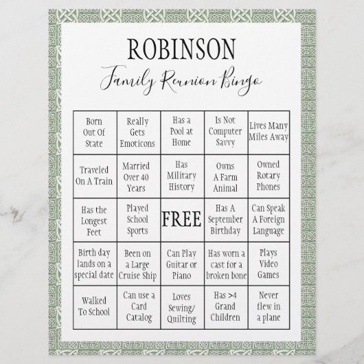 Wiedersehen Bingo Game Green Tile (Vorderseite)