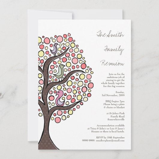 Wiedersehen Bird Tree Custom Einladung (Rückseite)