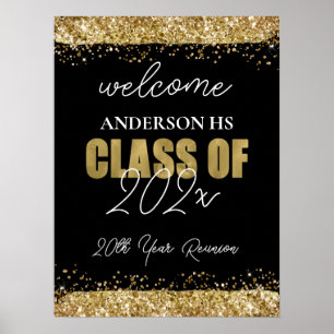 Wiedersehen Black and Gold Glitzer Willkommen Poster