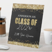 Wiedersehen Black and Gold Glitzer Willkommen Sockelschild (In Situ)