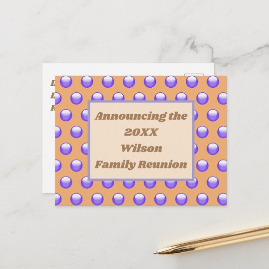 Wiedersehen Blue Polka Dot Pattern Ankündigung Postkarte (Vorderseite/Rückseite Beispiel)