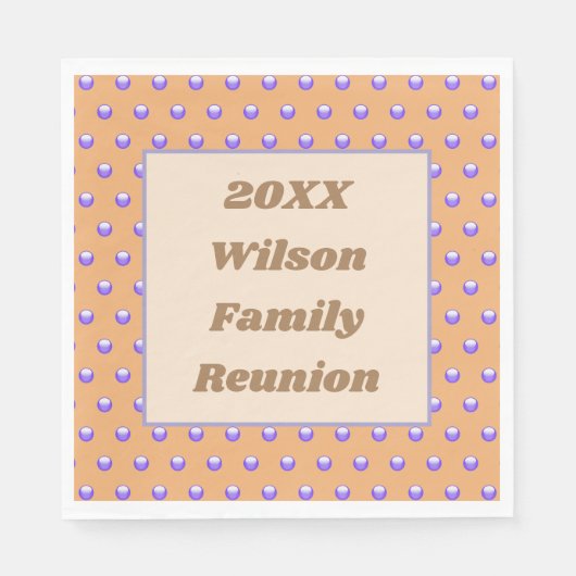 Wiedersehen Blue und Peach Pattern Polka Dots Serviette (Vorderseite)