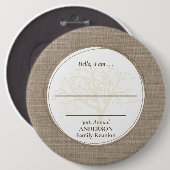 Wiedersehen Brown Burlap Hello Button (Vorne & Hinten)