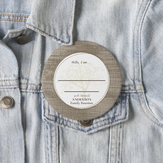 Wiedersehen Brown Burlap Hello Button (Beispiel)