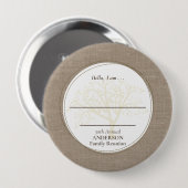 Wiedersehen Brown Burlap Hello Button (Vorne & Hinten)