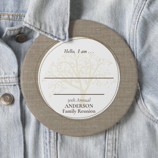 Wiedersehen Brown Burlap Hello Button (Beispiel)