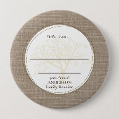 Wiedersehen Brown Burlap Hello Button (Vorderseite)