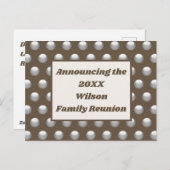 Wiedersehen Brown Silver Polka Dot Ankündigung Postkarte (Vorne/Hinten)