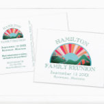 Wiedersehen Camp Save the Date Postkarte<br><div class="desc">Mit einem bunten Berglandschaftsdesign ist dies Save the Date perfekt für Ihre nächste Wiedersehen. Die Details können mit der Personalisierungsfunktion angepasst werden.</div>