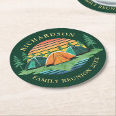 Wiedersehen Camping Trip Sunset Green Runder Pappuntersetzer (Angewinkelt)