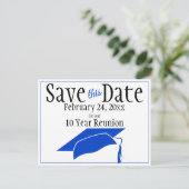 Wiedersehen Class Save the Date Blue Graduation Ca Postkarte (Stehend Vorderseite)