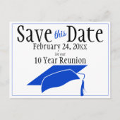 Wiedersehen Class Save the Date Blue Graduation Ca Postkarte (Vorderseite)