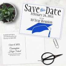 Wiedersehen Class Save the Date Blue Graduation Ca