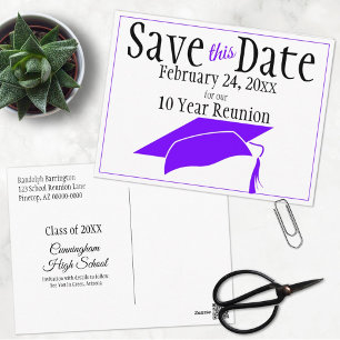 Wiedersehen Class Save the Date Lila Graduierungsk Postkarte