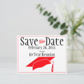 Wiedersehen Class Save the Date Red Graduation Cap Postkarte (Stehend Vorderseite)