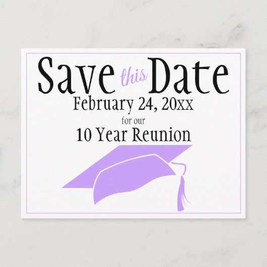 Wiedersehen Class Save the Date Violet Graduation Postkarte (Vorderseite)