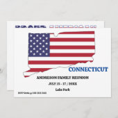 Wiedersehen 🎉 CONNECTICUT Staat Karte USA Flag (Vorne/Hinten)