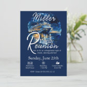 Wiedersehen Cruise Ship Blue & White Einladung (Stehend Vorderseite)