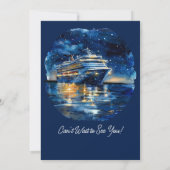 Wiedersehen Cruise Ship Blue & White Einladung (Rückseite)